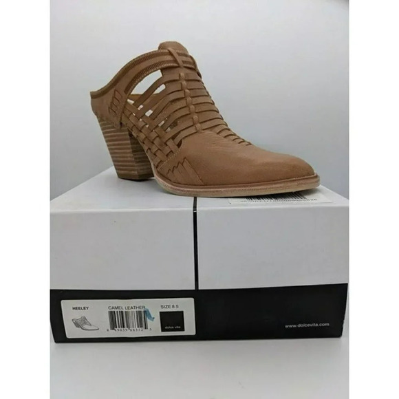 DOLCE VITA Womens Camel Brown Mule Heeley Block Heel Slip On Leather Mules 8.5 M - Picture 6 of 6